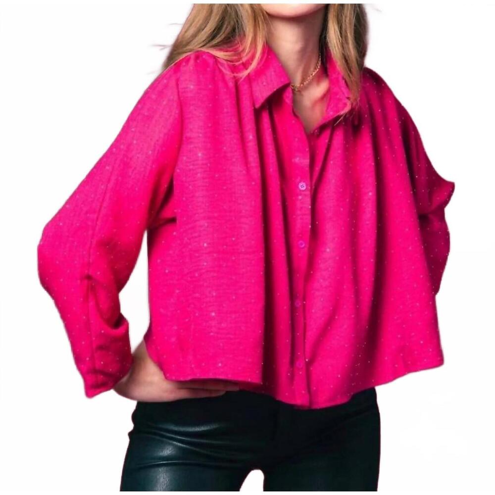 NEW THE SHIRT long sleeve hayden shirt in hot pink stud